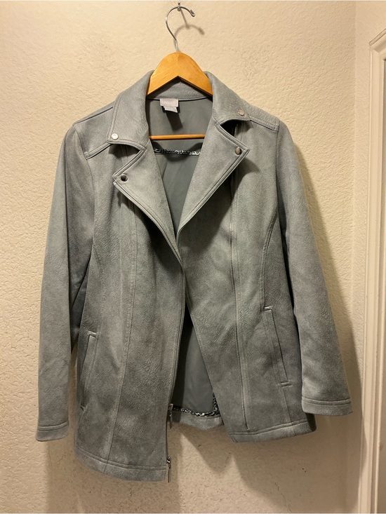 Chico's Jackets & Blazers - Chico's Light Gray Suede Moto Jacket Chico size 0 US 4/6